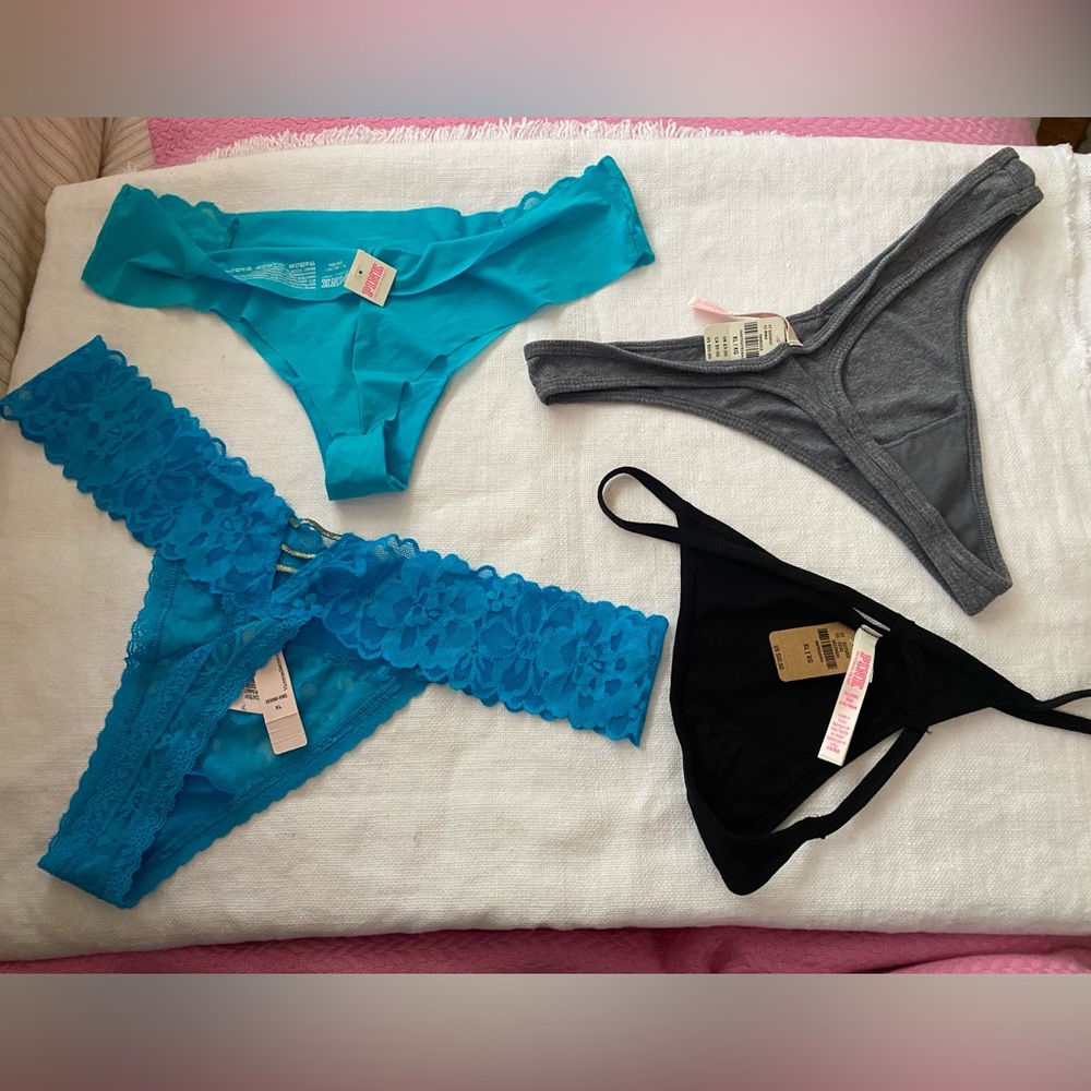 Victorian Secret VS PINK Panty Party Thong Lot of 4 w/Tags XL